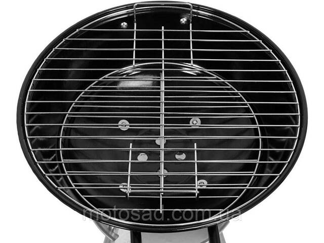 Гриль круглий вугільний LUND, решітка Ø= 41см, на 4 ніжках/ 2 колеса з кришкою; 47х44х73 см - Фото 3