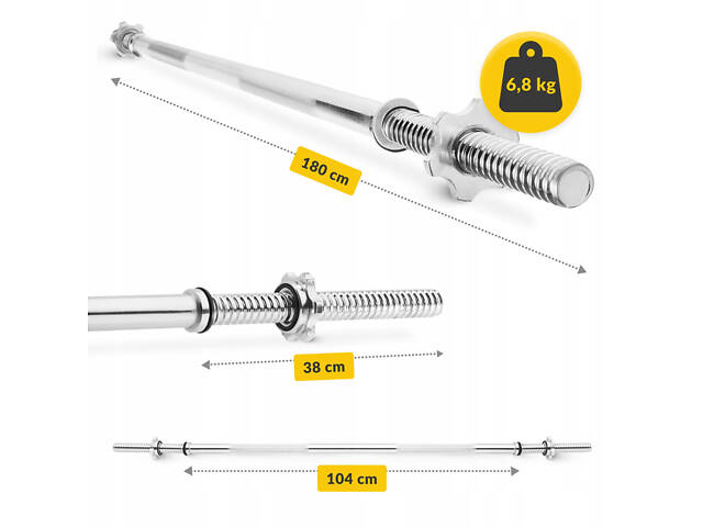 Гриф для штанги прямий 4FIZJO 180 см 25 мм (P-5905973401135) - Фото 9