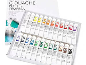 Гуашевые художественные краски для рисования 12 цветов, по 24 мл, пастель в тюбиках Art Ranger Josef Otten