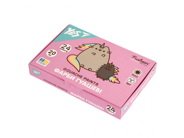 Гуашевые краски Yes Pusheen 24 кольорів по 20 мл (230404) - Фото 1