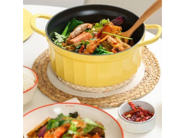 Гусятница Buydeem CP541 Mellow Yellow чавунна емальована 1.8 л (CP541-MY) - Фото 6