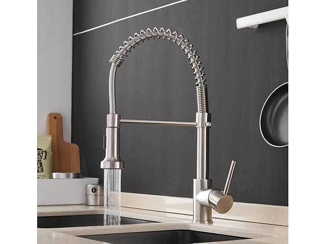 Гнучкий кухонний змішувач з висувним зливом і важелем збоку RESTEQ. Змішувач для кухні - Фото 1
