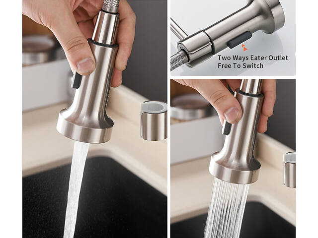 Гнучкий кухонний змішувач з висувним зливом і важелем збоку RESTEQ. Змішувач для кухні - Фото 8