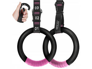 Гимнастические кольца 4FIZJO с ABS пластика, регулируемые Black/Pink (P-5905973406116)