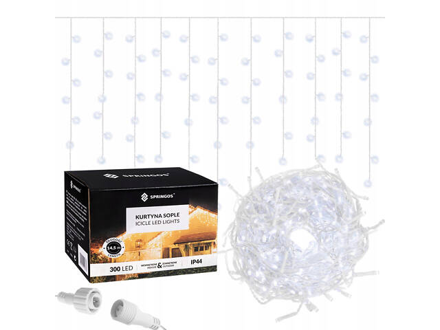 Гірлянда бахрома вулична (зовнішня) Springos 12 м 300 LED CL300 Cold White - Фото 1