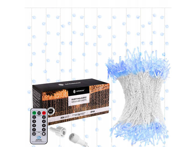 Гірлянда бахрома вулична (зовнішня) Springos 3 x 3 м 306 LED Pilot CL4002 Blue - Фото 1