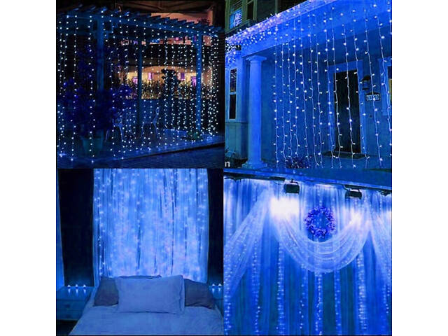 Гірлянда бахрома вулична (зовнішня) Springos 3 x 3 м 306 LED Pilot CL4002 Blue - Фото 10