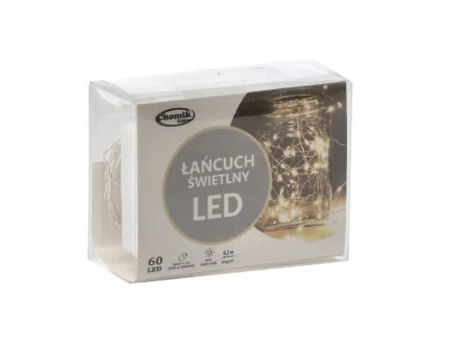 Гирлянда Chomik Гірлянда-струна 6,2 м, 60 LED теплий білий, 3АА батар., ІР44 (5900779802650) - Фото 3