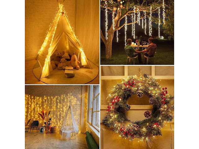 Гірлянда ColorWay Кластер LED 200 6 м 8 функцій Мідний дріт Теплий колір 220 V (CW-G-200L6VC) - Фото 7