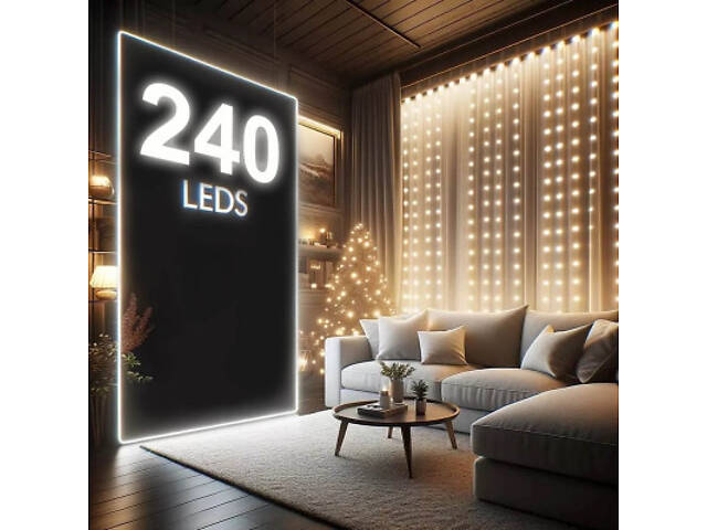 Гірлянда ColorWay Штора занавес 3 x 2 м 240 LED USB теплий колір (CW-GW-240L32U) - Фото 9