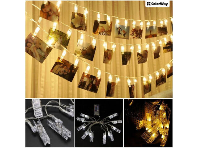 Гирлянда ColorWay Светодиодная с прищепками для фото 40 LED/4.2M USB (CW-LCP-40L42BU) - Фото 2