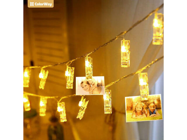 Гирлянда ColorWay Светодиодная с прищепками для фото 40 LED/4.2M USB (CW-LCP-40L42BU) - Фото 6