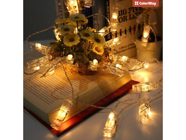 Гирлянда ColorWay Светодиодная с прищепками для фото 40 LED/4.2M USB (CW-LCP-40L42BU) - Фото 7