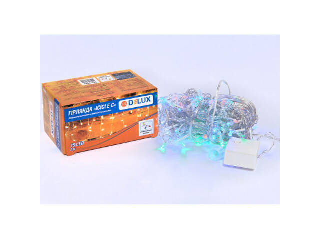 Гірлянда Delux ICICLE С 75LED 2х0.7 м мульти/прозорий IP20 (90017985) - Фото 1