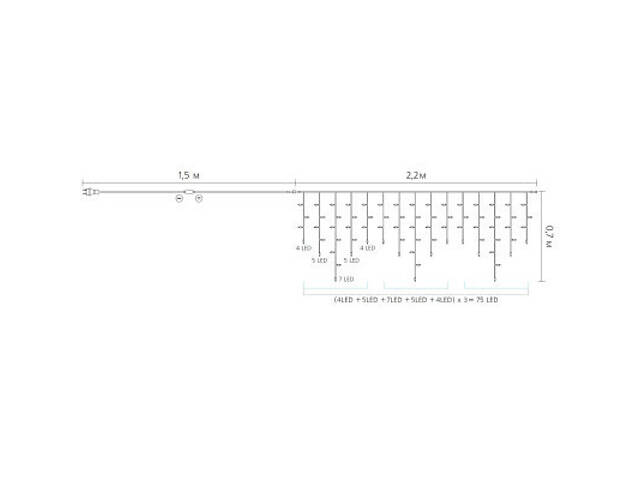 Гірлянда Delux ICICLE С 75LED 2х0.7 м мульти/прозорий IP20 (90017985) - Фото 4