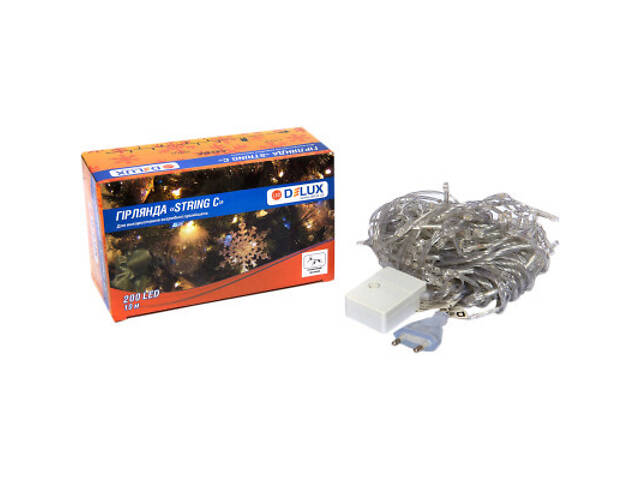 Гірлянда Delux STRING З 200 LED 10m Теплий білий/прозорий IP20 (90017981) - Фото 2