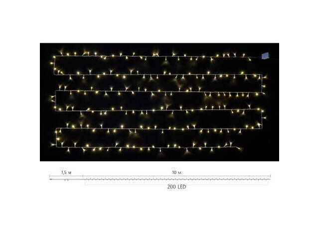 Гірлянда Delux STRING З 200 LED 10m Теплий білий/прозорий IP20 (90017981) - Фото 3