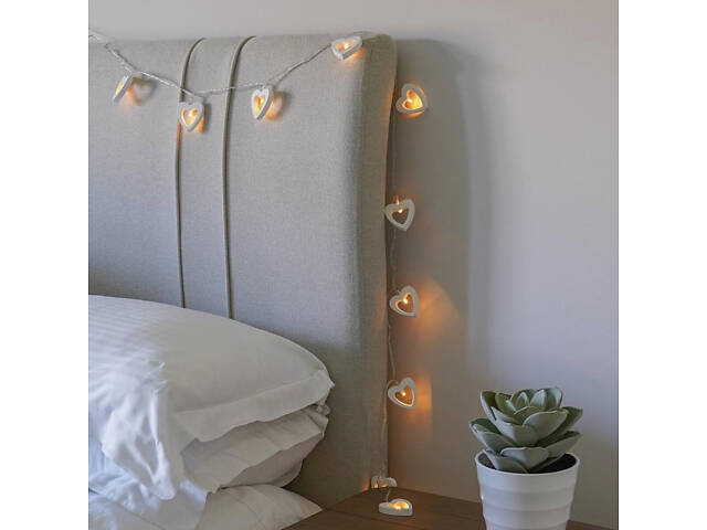 Гірлянда на батарейках дерев'яні сердечки Niki Light новорічний декор 20 лед 3 м тепло білий (Батарейки в комплекті) - Фото 3