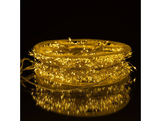 Гірлянда-нитка Роса Хвойна лапа 1500 LED 50 метрів біла, жовтий - Фото 5