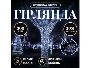 Гірлянда Нитка вулична 30 (м) 300 LED чорний провід Білий CF300L30MBW