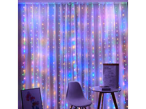 Гирлянда штора 3х3м 360 LED Мульти