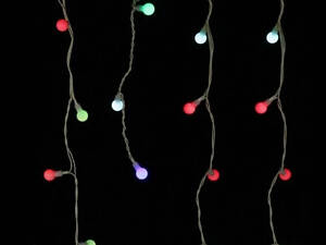 Гірлянда штора Бахрома з кульками Твінкі 3х0.7 м (білий шнур) Мультиколір