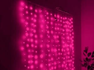 Гирлянда штора Роса с шариками 3х1м Розовая