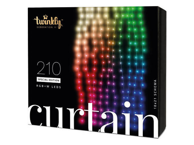 Гірлянда Twinkly Smart LED Curtain, Wall RGBW 210, BT + WiFi, Gen II, IP44 ка (TWW210SPP-TEU) - Фото 1