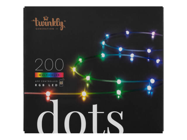 Гірлянда Twinkly Smart LED Dots Lights RGB 200 Gen II, IP44, 10м, прозорий (TWD200STP-BEU) - Фото 1