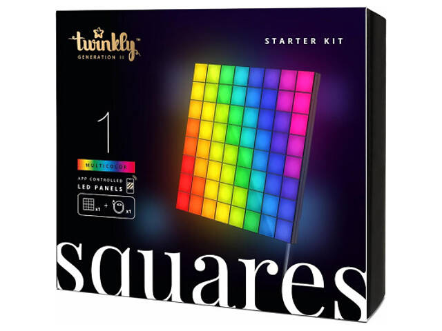 Гірлянда Twinkly Smart LED Squares 1 Starter Panel, RGB LED, USB-C, Black 16х16см (TWQ064STW-01-BUSB) - Фото 2