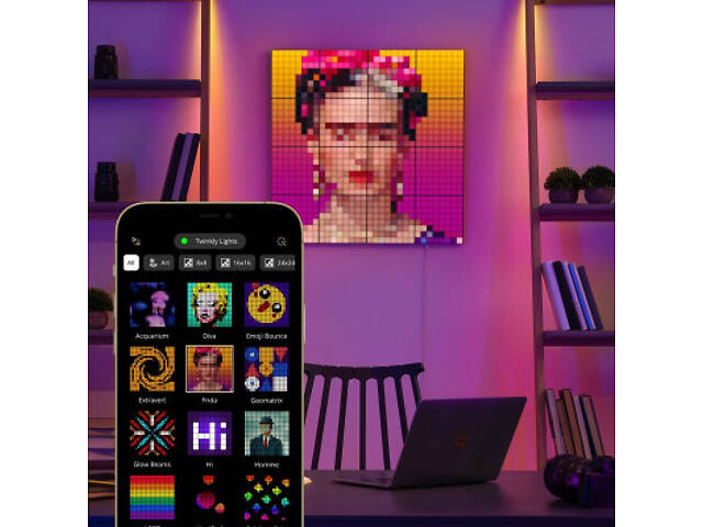 Гірлянда Twinkly Smart LED Squares 1 Starter Panel, RGB LED, USB-C, Black 16х16см (TWQ064STW-01-BUSB) - Фото 6