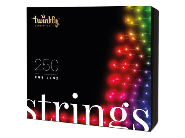 Гірлянда Twinkly Smart LED Strings RGB 250, BT + WiFi, Gen II, IP44 кабель че (TWS250STP-BEU) - Фото 1