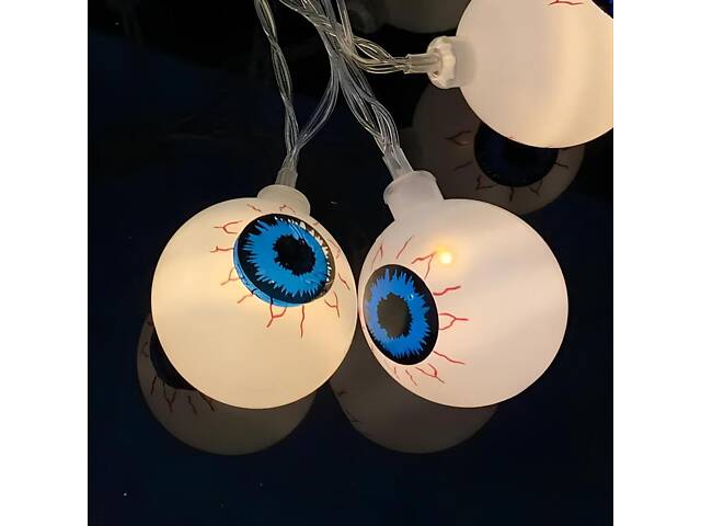 Гірлянда у вигляді очей RESTEQ 1.5 м. Світлодіодна гірлянда на Хелловін — 10 пластикових очей з теплим білим свіченням, для - Фото 5