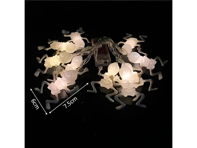 Гирлянда в виде скелетов RESTEQ 1.5 м — гирлянда на Хэллоуин с 10 фигурками, свет тёплый белый, на батарейках - Фото 2