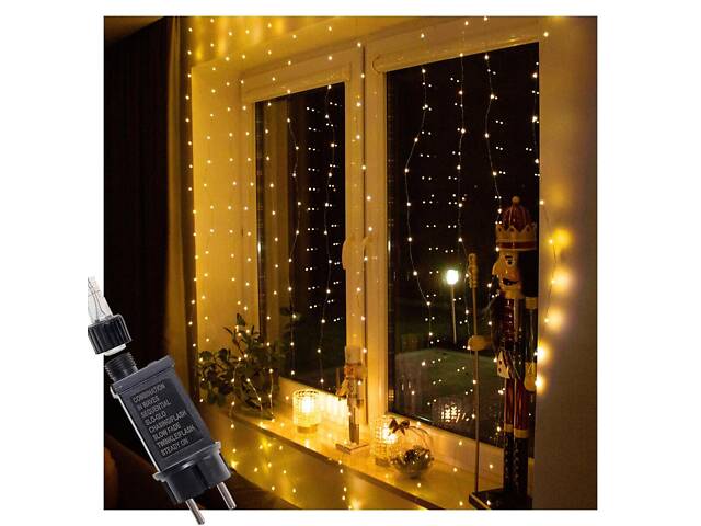 Гірлянда водоспад (штора) Springos 2 x 2 м 400 LED CL0097 Warm White - Фото 5