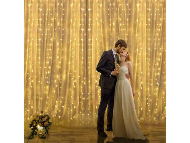 Гірлянда водоспад (штора) Springos 2 x 2 м 400 LED CL0097 Warm White - Фото 8