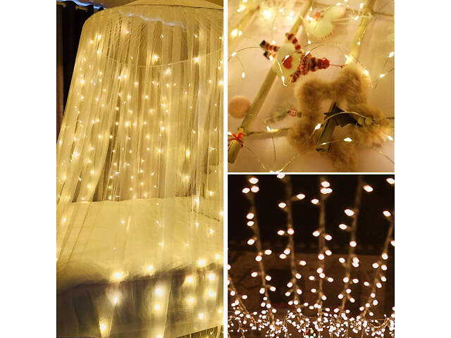 Гірлянда водоспад (штора) Springos 2 x 2 м 400 LED CL0097 Warm White - Фото 9