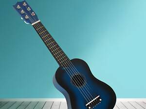 Гіталеле синього кольору — шестиструнна міні-гітара (гібрид укулеле) для подорожей та навчання, 54×17,5×6 см