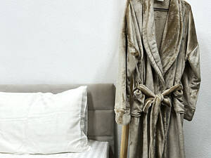 Халат Ecotton XXL из микрофибры бежевый well soft Beige ХХL большого размера.