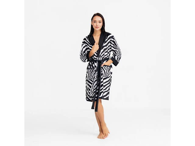 Халат женский из плюшевого велюра эксклюзивный Zebra 18267 L-XL - Фото 1