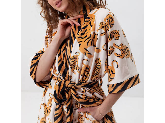 Халат женский из плюшевого велюра Тигрица 3417_S 15951 S - Фото 3