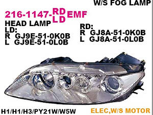 HEAD LAMP.UNIT..ECE.ELEC W/FOG LAMP W/S MOTOR MZ.6..'02.