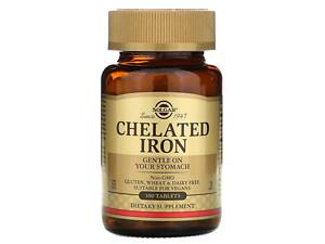 Хелат железа, Chelated Iron, Solgar, 100 таблеток