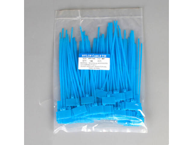 Хомут синий 3x100мм с маркировочной площадкой 19.5x12.5мм (1шт.) нейлон [NCT3х100B] TACTIX - Фото 2