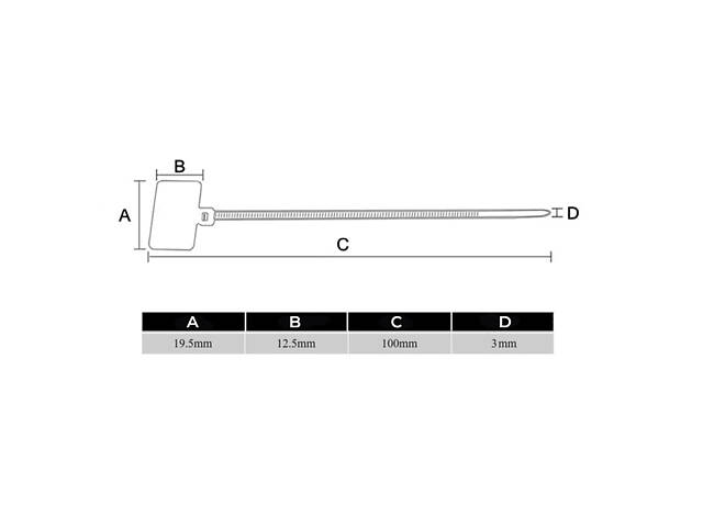 Хомут синий 3x100мм с маркировочной площадкой 19.5x12.5мм (1шт.) нейлон [NCT3х100B] TACTIX - Фото 3