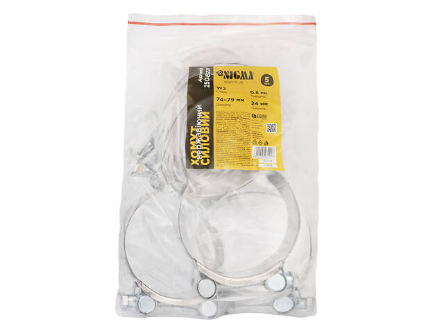 Хомут силовий нержавіючий 24мм Ø74-79мм (КРАТНО 5шт) SIGMA (2508221) - Фото 5