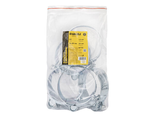 Хомут силовий оцинкований 24мм Ø76-80мм (КРАТНО 5шт) SIGMA (2509231) - Фото 5