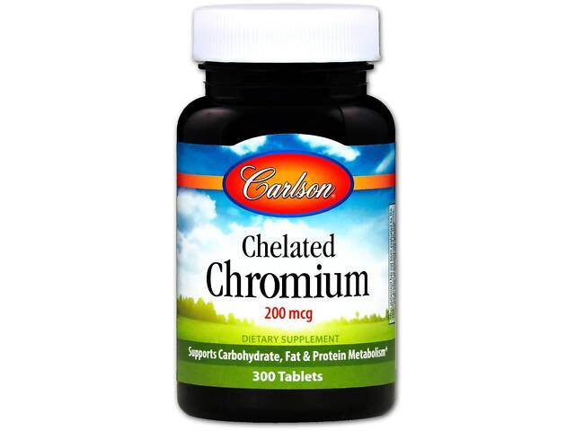Хром хелат, Chelated Chromium, Carlson, 200 мкг, 300 таблеток Хром хелат, Chelated Chromium, Carlson, 200 мкг, 300 таблеток