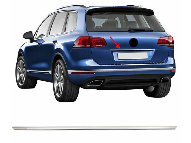 Хром планка над номером OmsaLine (нерж) для Volkswagen Touareg 2018- гг - Фото 1