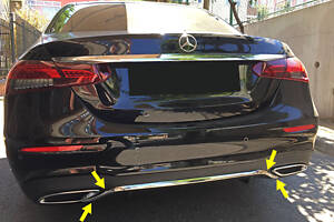 Хром полоска на задний бампер 2020-2024 (нерж) для Mercedes E-сlass W213 2016 -2024 гг
